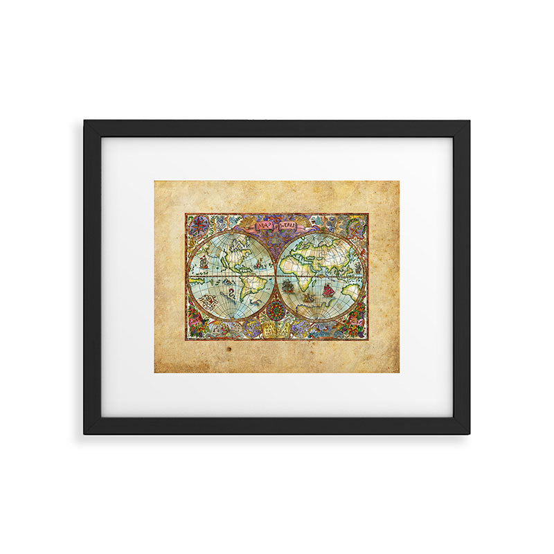 Magical Antique World Map  Framed Art Print Gallery Image 5