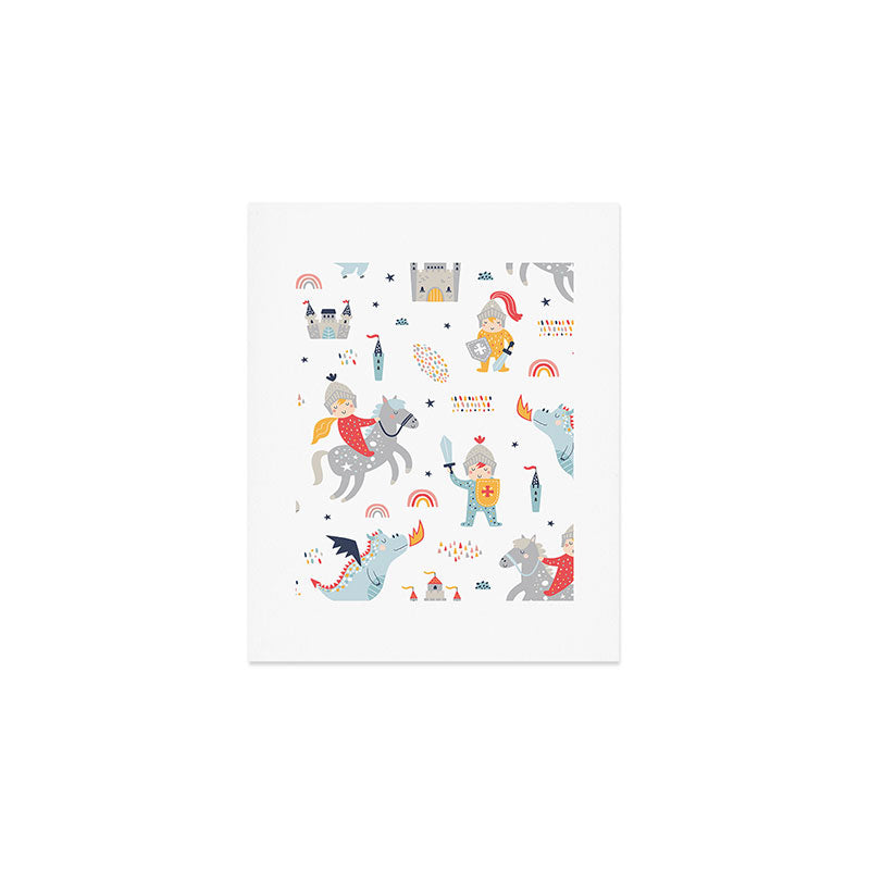 Magical Knight, Dragon & Castle Art Print Gallery Image 1