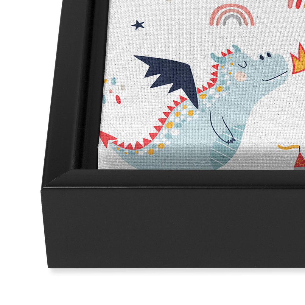 Magical Knight, Dragon & Castle Framed Canvas Print Gallery Image 3