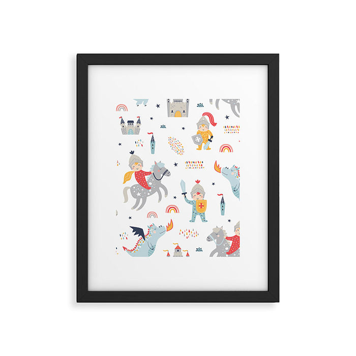 Magical Knight, Dragon & Castle Framed Art Print Gallery Image 1