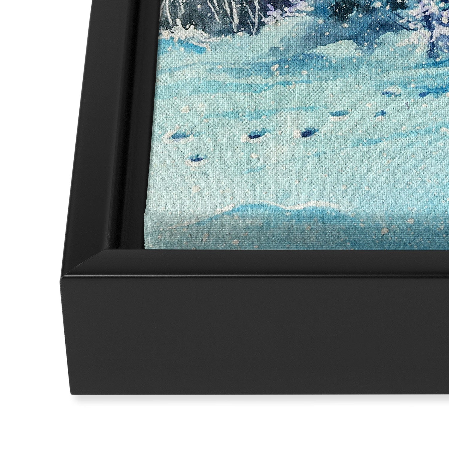 Magical Log Cabin Snowy Northern Lights Forest Landscape Framed Canvas Print Gallery Image 3