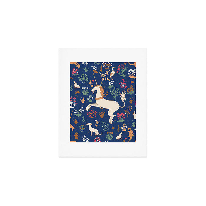 Magical Medieval Unicorn Forest Art Print Gallery Image 1
