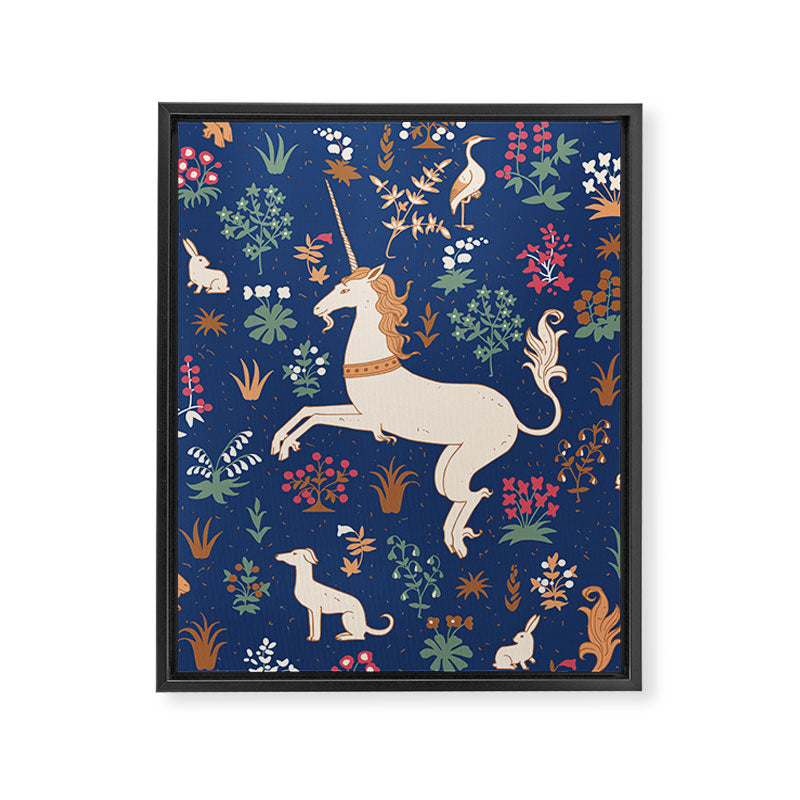 Magical Medieval Unicorn Forest Framed Canvas Print Gallery Image 8