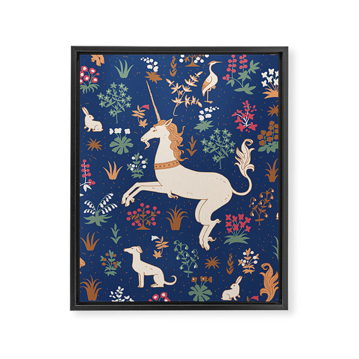 Magical Medieval Unicorn Forest Framed Canvas Print Gallery Image 1