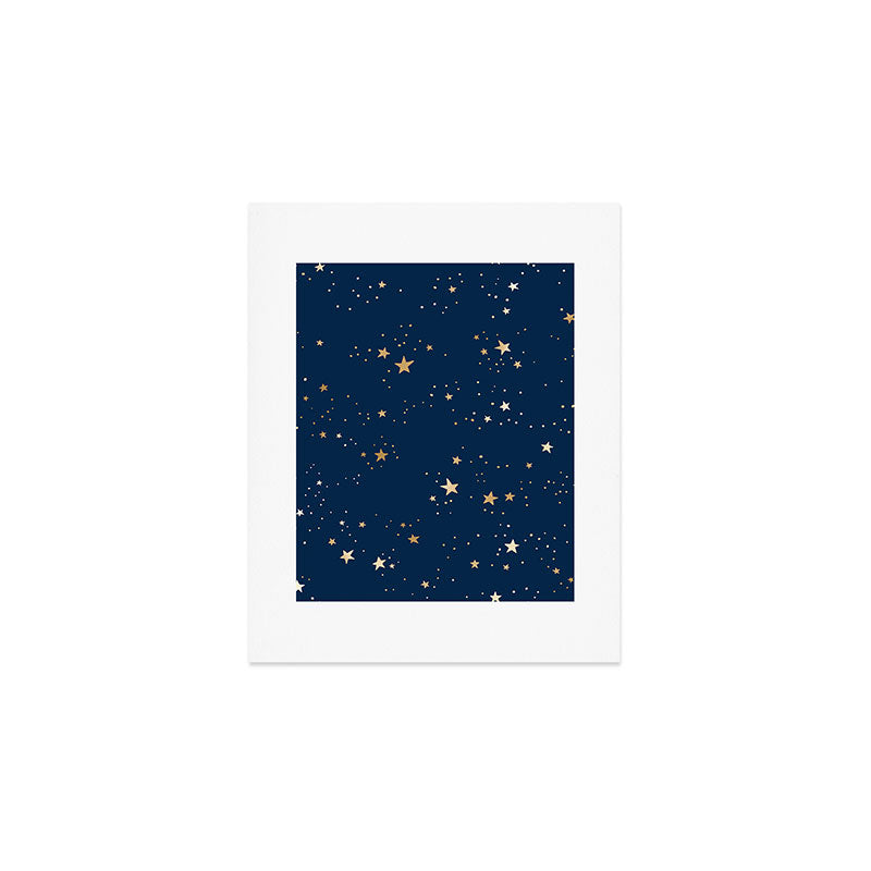 Magical Midnight Blue Starry Night Sky Art Print Gallery Image 1