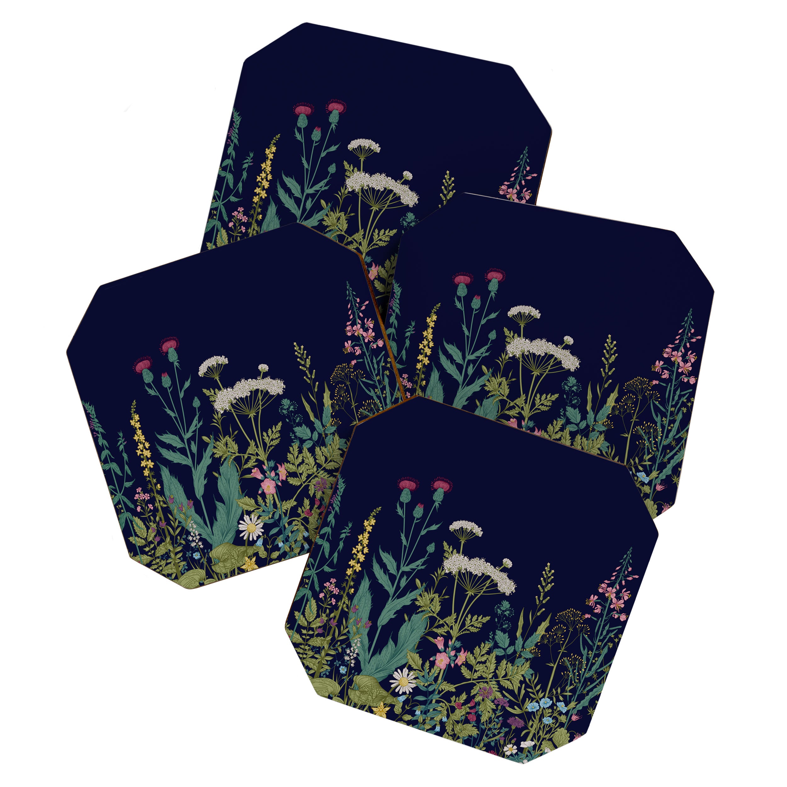 Magical Midnight Garden Wild Flower Art Coaster Gallery Image 1