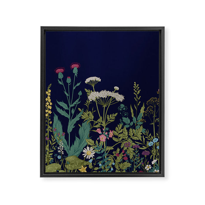 Magical Midnight Garden Wild Flower Art Framed Canvas Print Gallery Image 1