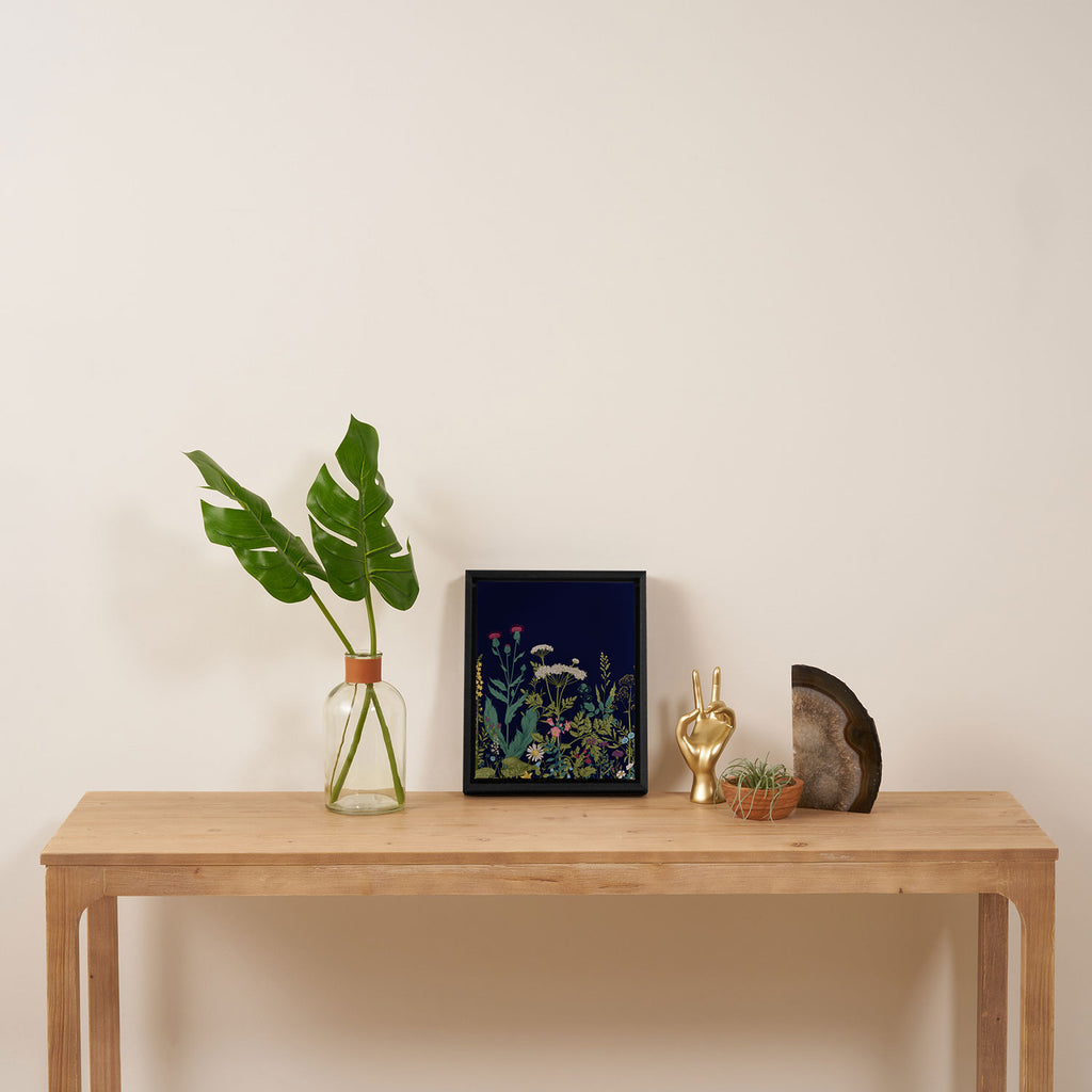 Magical Midnight Garden Wild Flower Art Framed Canvas Print Gallery Image 4