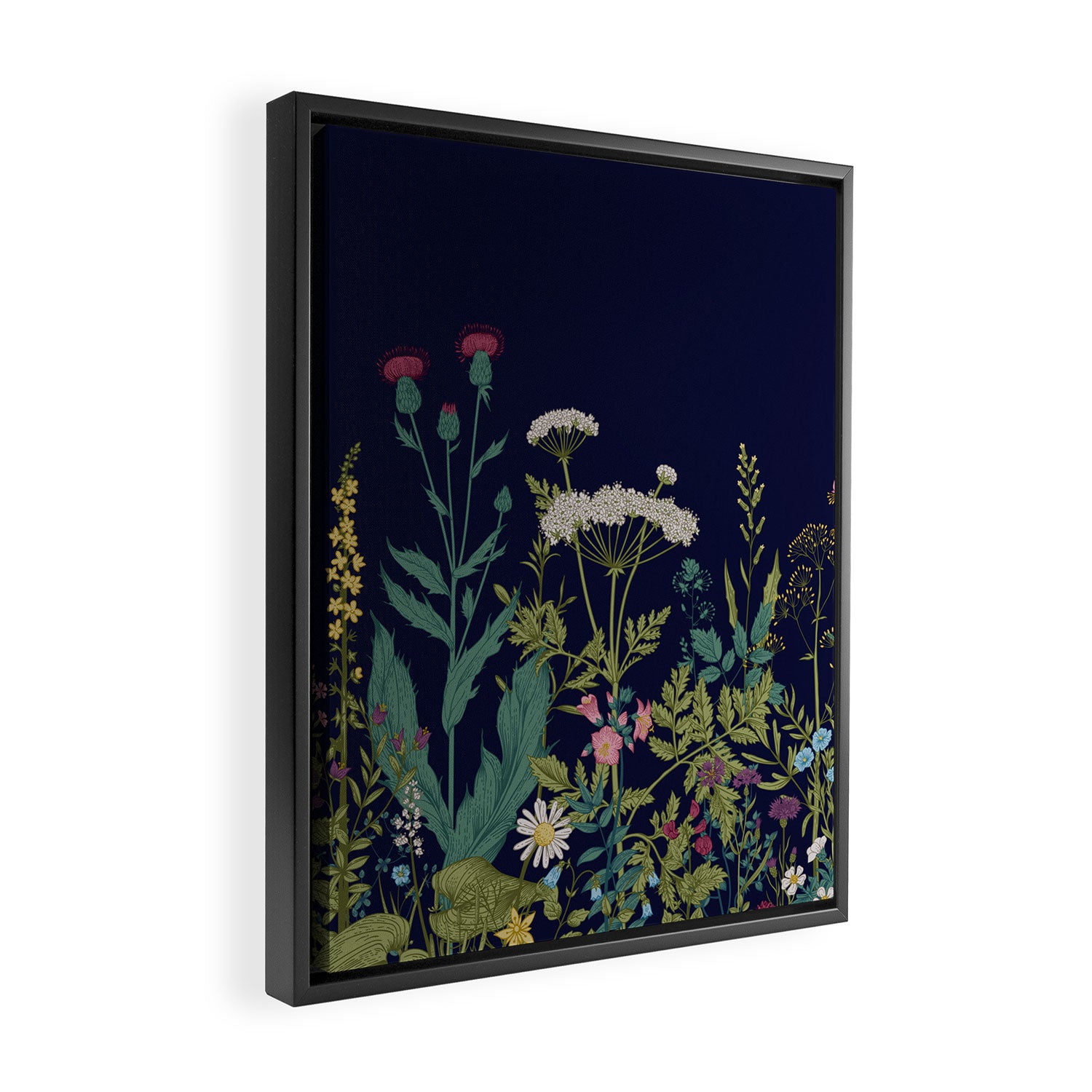 Magical Midnight Garden Wild Flower Art Framed Canvas Print Gallery Image 2