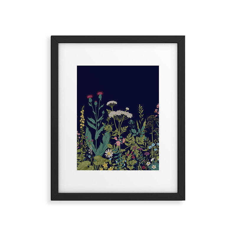 Magical Midnight Garden Wild Flower Art Framed Art Print Gallery Image 6