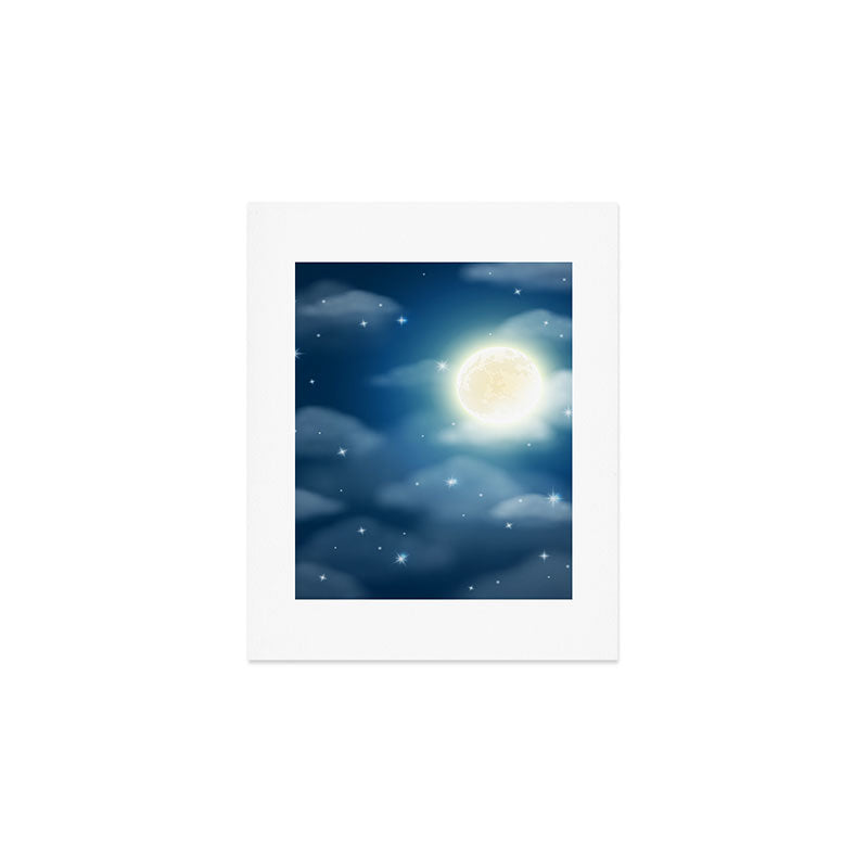 Magical Midnight Moon Starry Night Sky Art Print Gallery Image 1