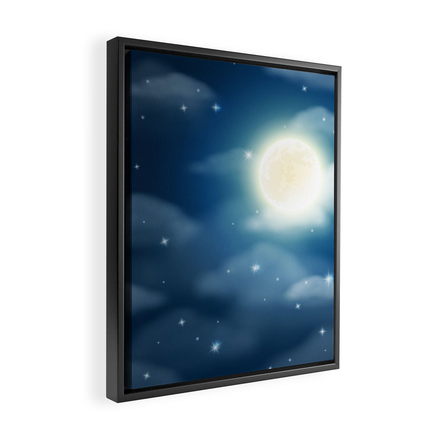 Magical Midnight Moon Starry Night Sky Framed Canvas Print Gallery Image 2