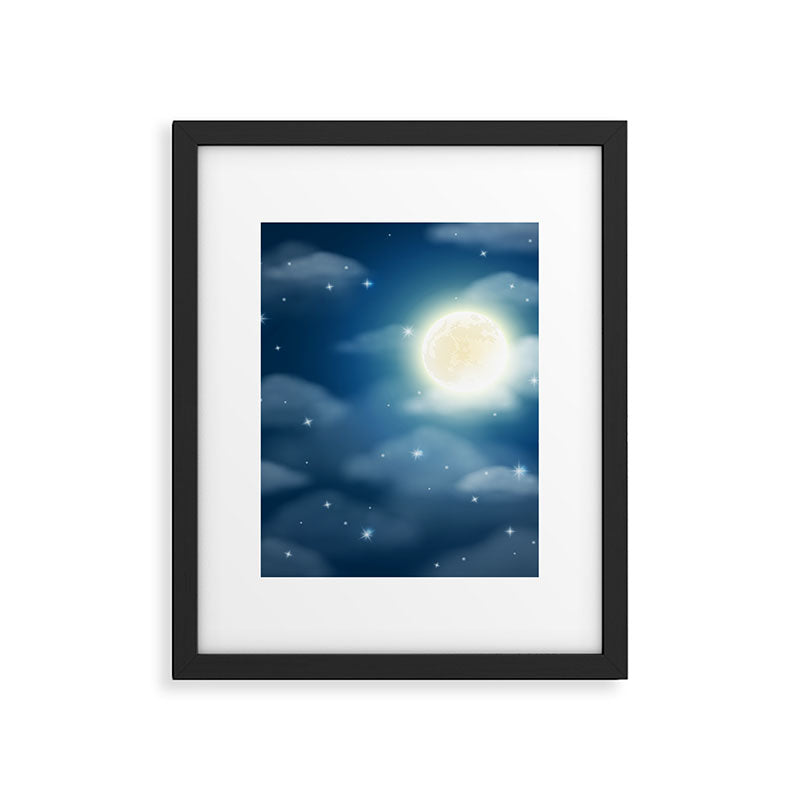 Magical Midnight Moon Starry Night Sky Framed Art Print Gallery Image 6