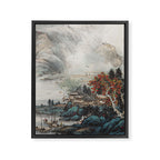 Magical Misty Japanese Mountain River Landscape Framed Canvas Print Gallery Image 6