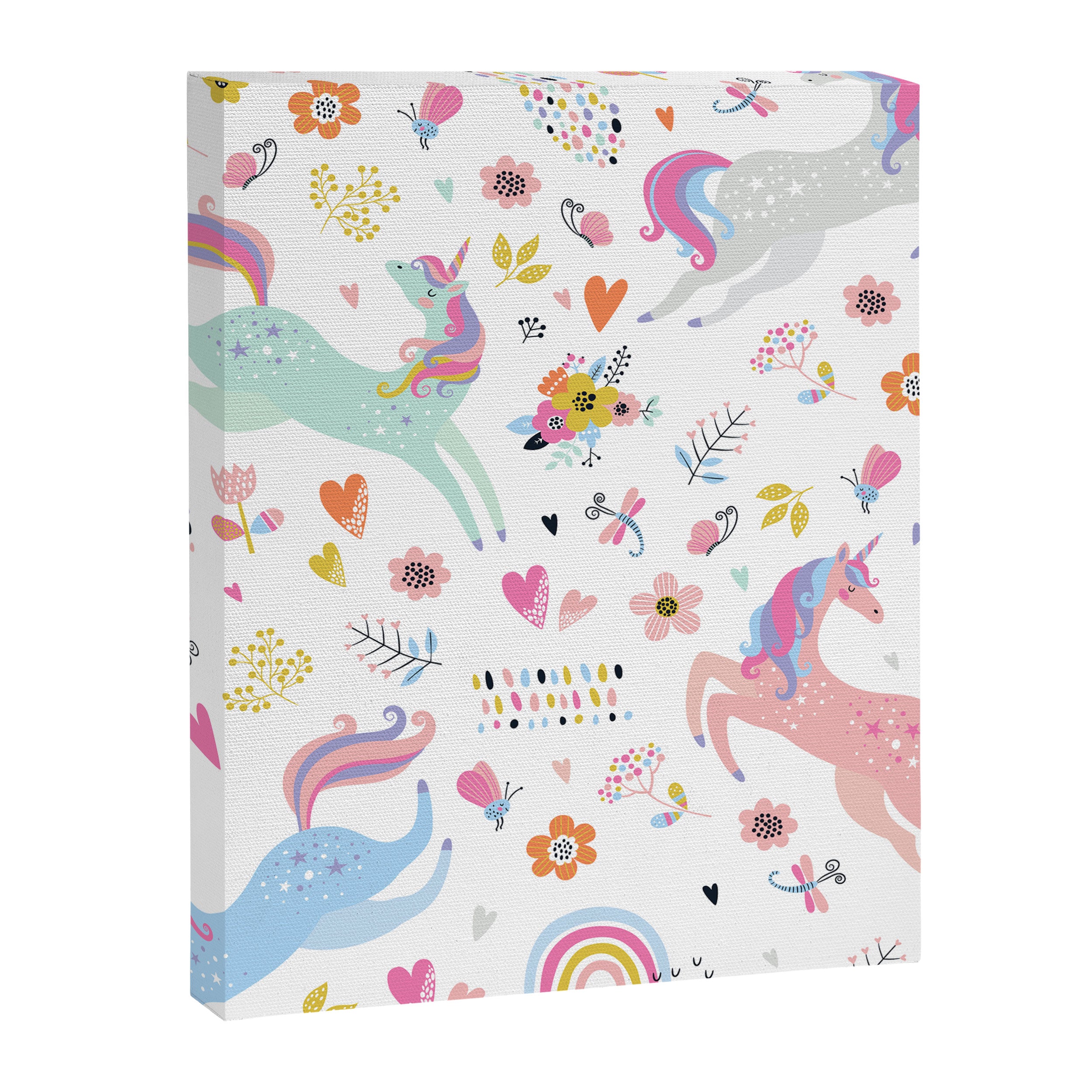 Magical Pastel Unicorn Floral Canvas Print Gallery Image 8