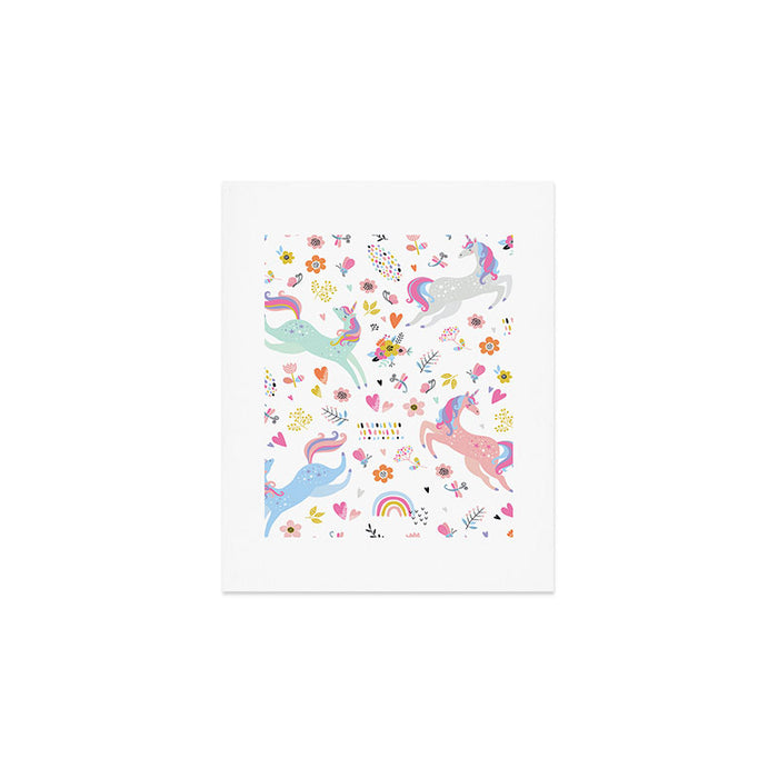 Magical Pastel Unicorn Floral Art Print Gallery Image 1