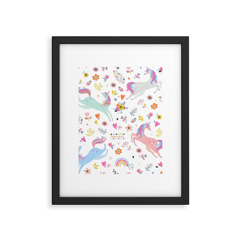 Magical Pastel Unicorn Floral Framed Art Print Gallery Image 6