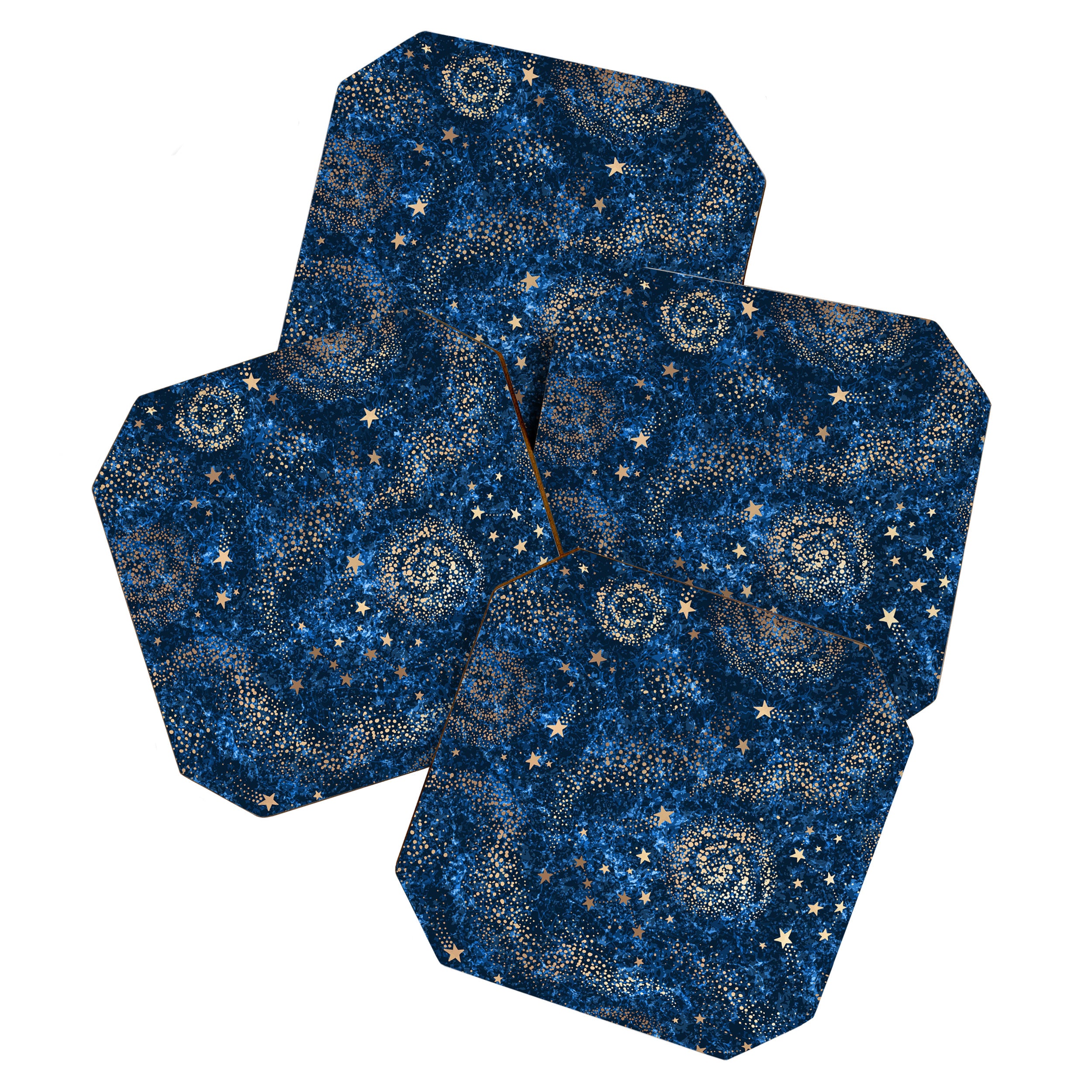 Magical Starry Night Sky Golden Cosmic Swirls Coaster Gallery Image 1