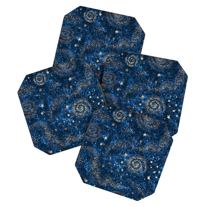 Magical Starry Night Sky Golden Cosmic Swirls Coaster Gallery Image 1
