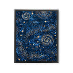Magical Starry Night Sky Golden Cosmic Swirls Framed Canvas Print Gallery Image 8