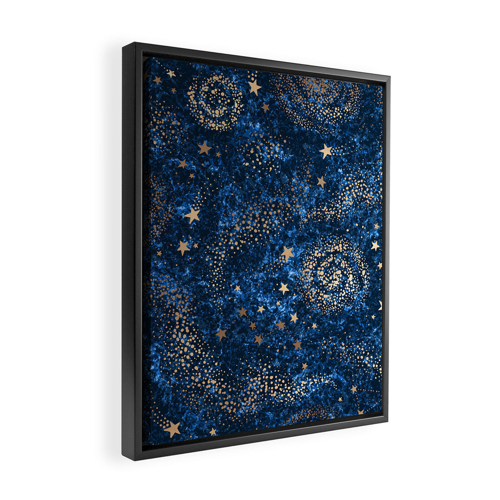 Magical Starry Night Sky Golden Cosmic Swirls Framed Canvas Print Gallery Image 2