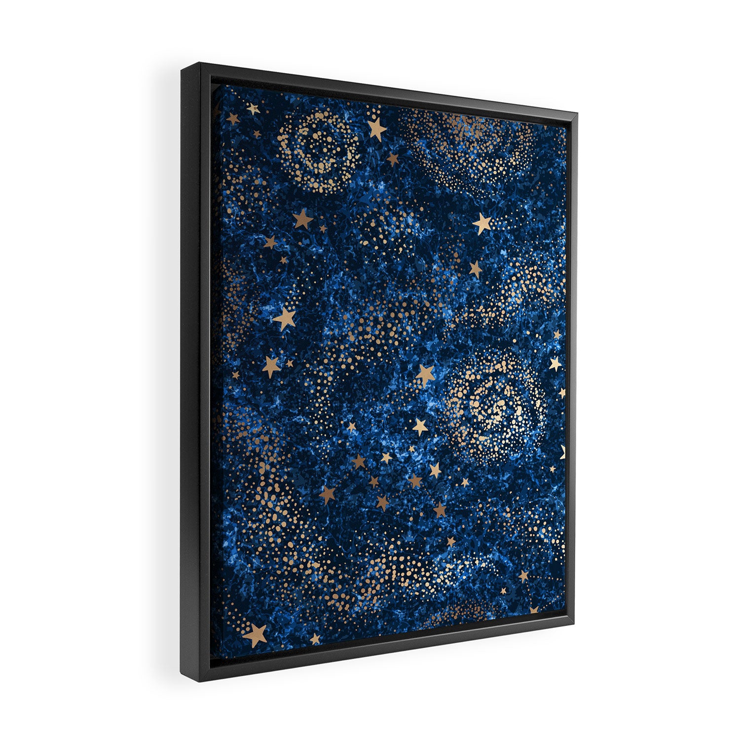 Magical Starry Night Sky Golden Cosmic Swirls Framed Canvas Print Gallery Image 2