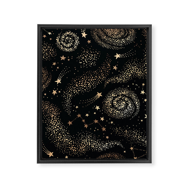 Magical Starry Night Sky Golden Cosmic Swirl II Framed Canvas Print Gallery Image 8