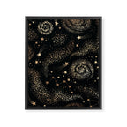 Magical Starry Night Sky Golden Cosmic Swirl II Framed Canvas Print Gallery Image 8