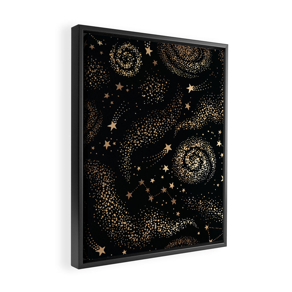 Magical Starry Night Sky Golden Cosmic Swirl II Framed Canvas Print Gallery Image 2