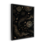 Magical Starry Night Sky Golden Cosmic Swirl II Framed Canvas Print Gallery Image 2