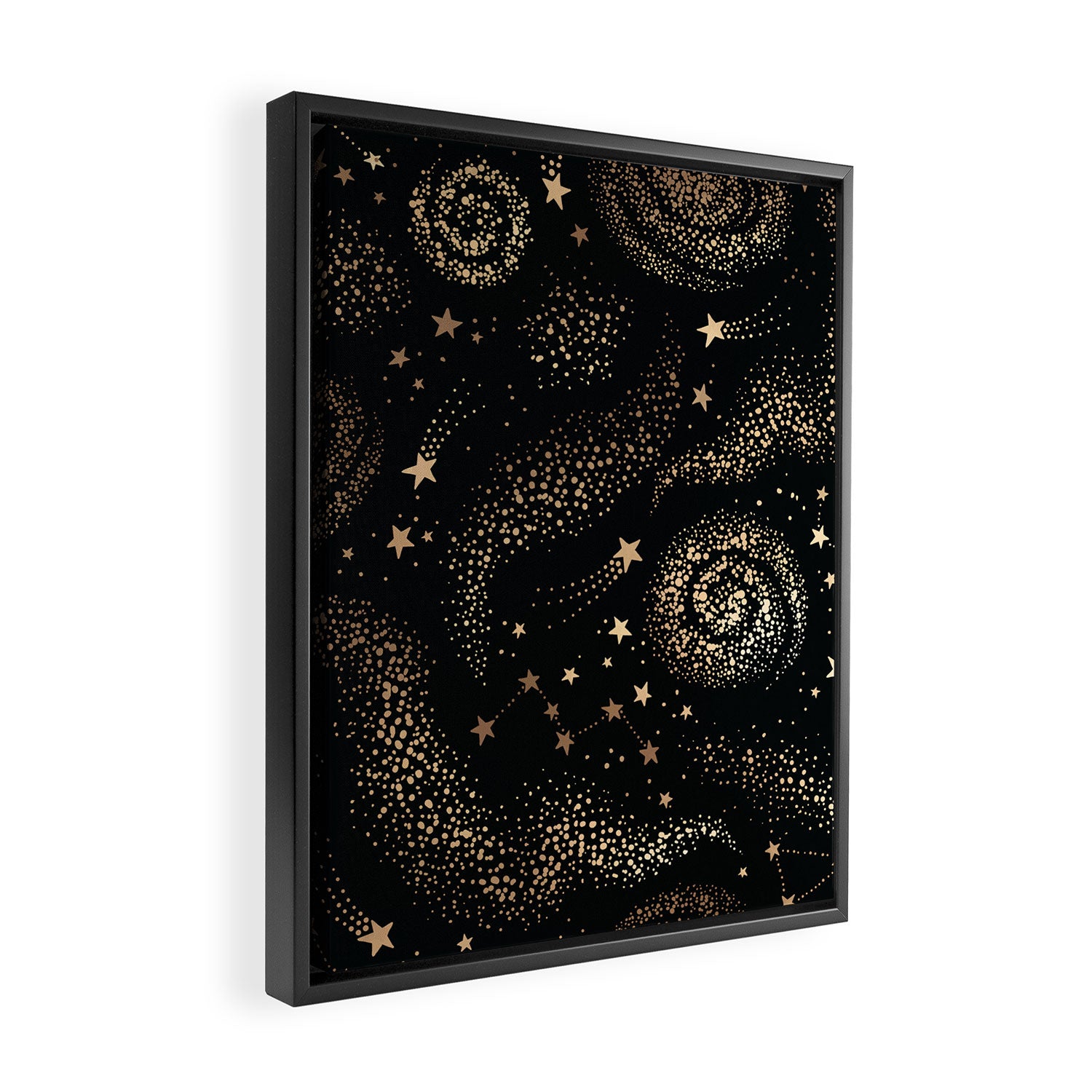 Magical Starry Night Sky Golden Cosmic Swirl II Framed Canvas Print Gallery Image 2