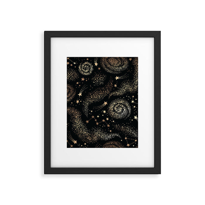 Magical Starry Night Sky Golden Cosmic Swirl II Framed Art Print Gallery Image 1