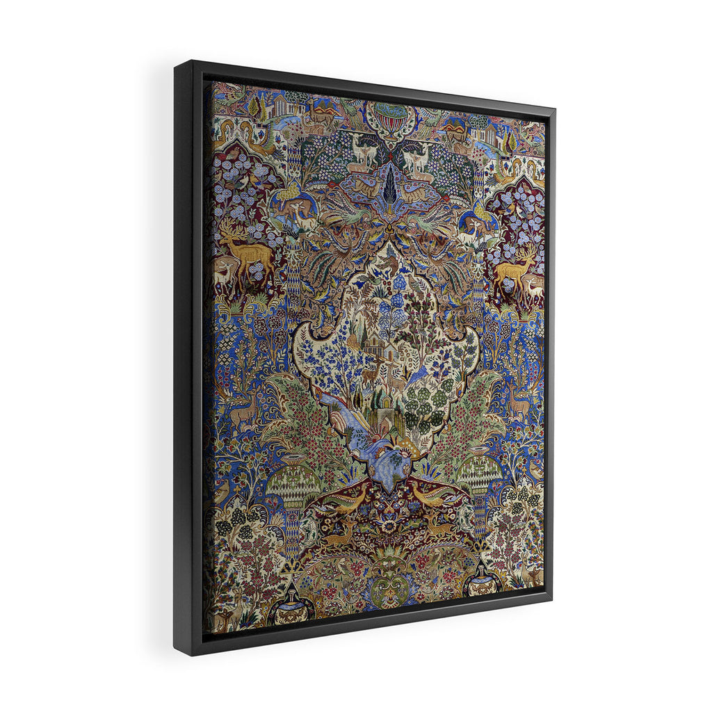 Majestic Cobalt Gold Antique Persian Kashmar Framed Canvas Print Gallery Image 2