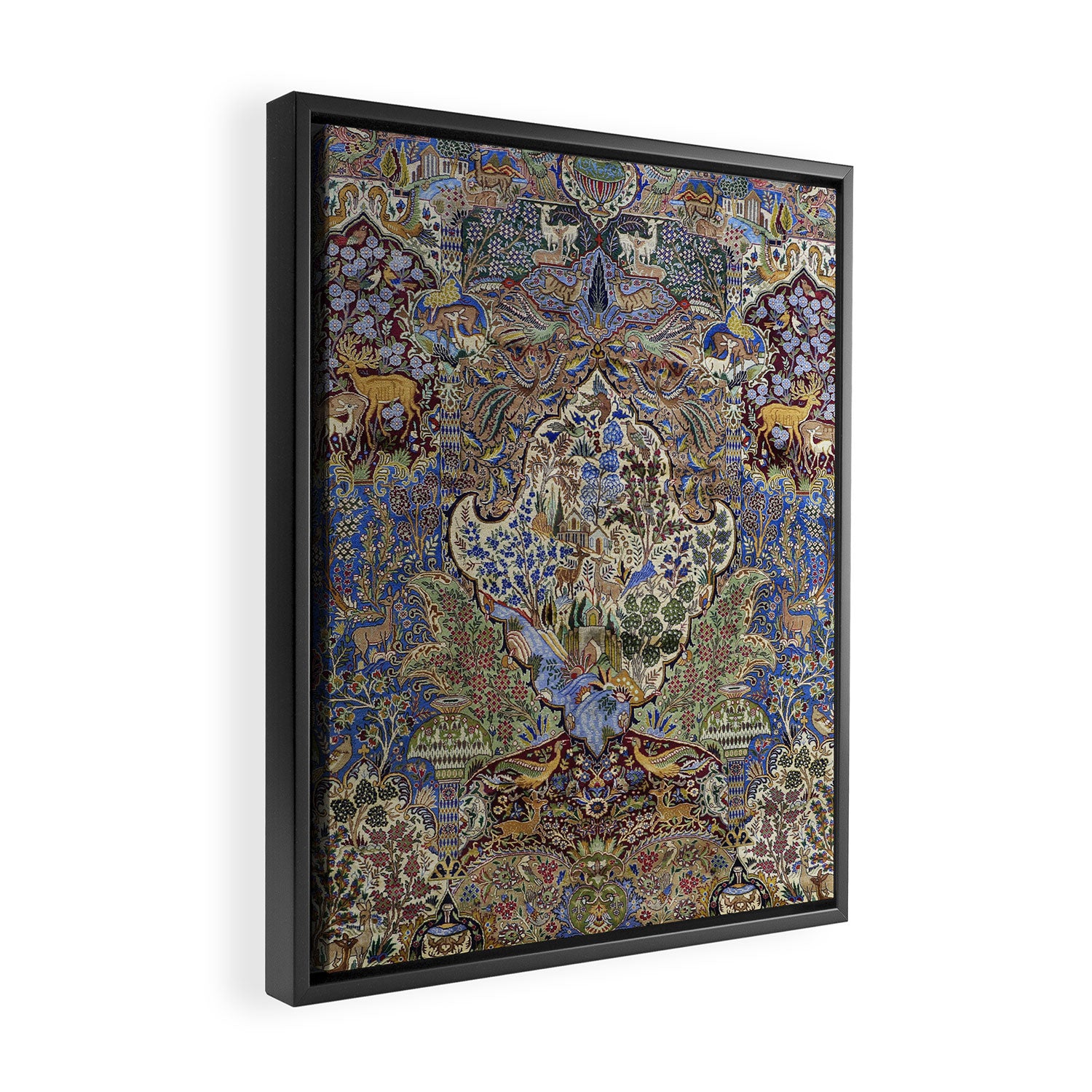 Majestic Cobalt Gold Antique Persian Kashmar Framed Canvas Print Gallery Image 2