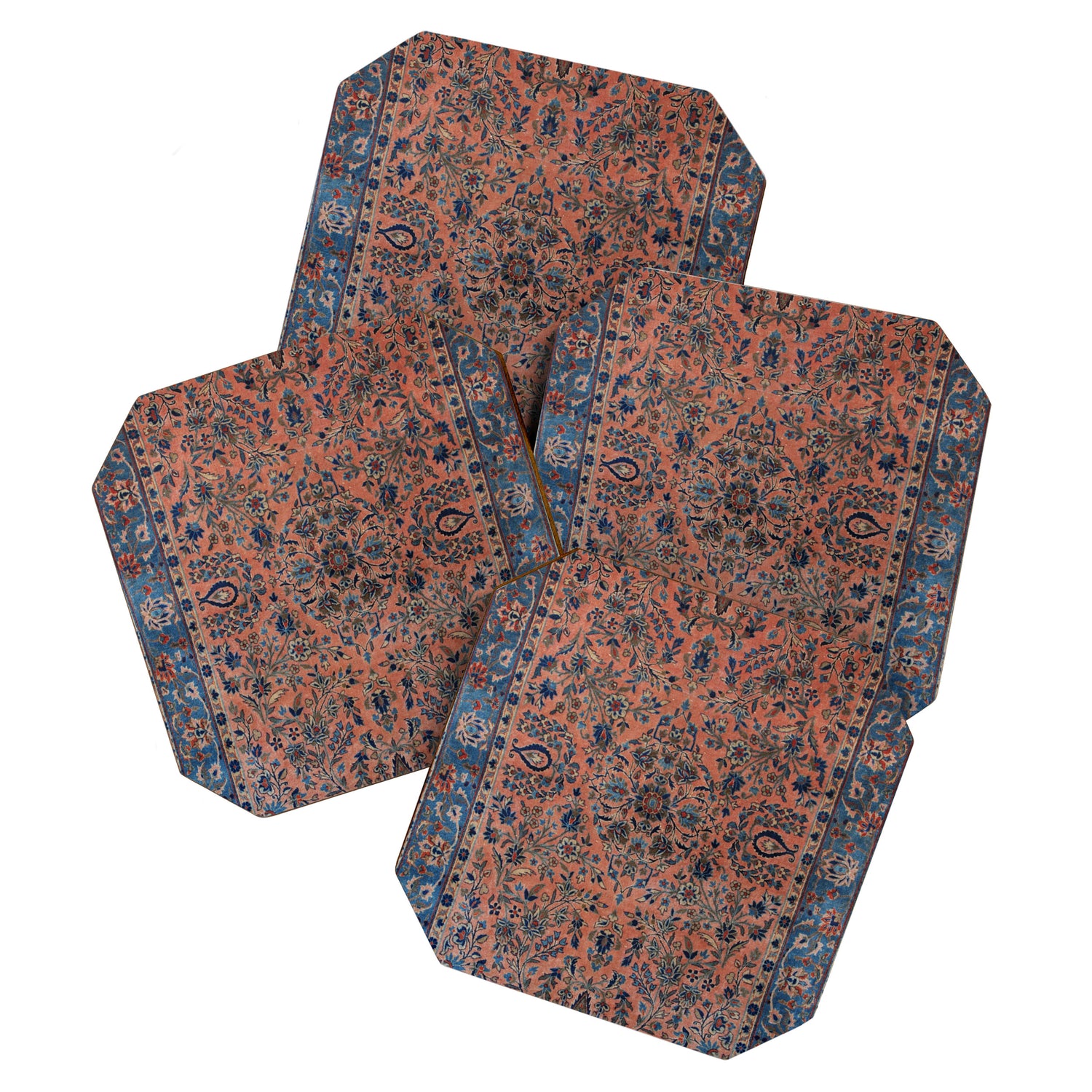 Manchester Kashan Floral Peach Persian Rug Print Coaster Gallery Image 1