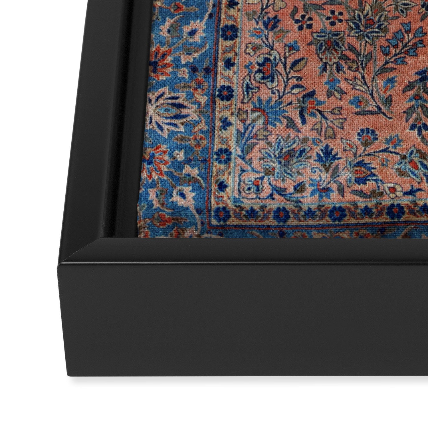 Manchester Kashan Floral Peach Persian Rug Print Framed Canvas Print Gallery Image 3