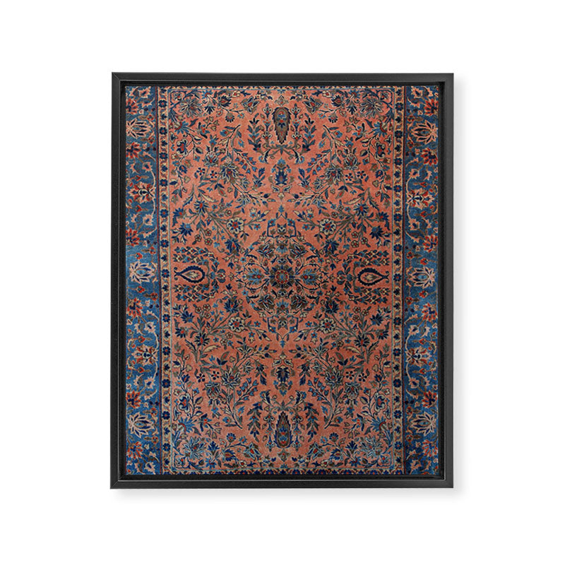 Manchester Kashan Floral Peach Persian Rug Print Framed Canvas Print Gallery Image 6