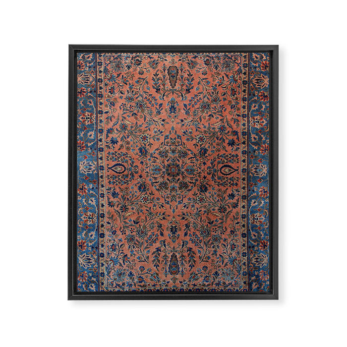 Manchester Kashan Floral Peach Persian Rug Print Framed Canvas Print Gallery Image 1