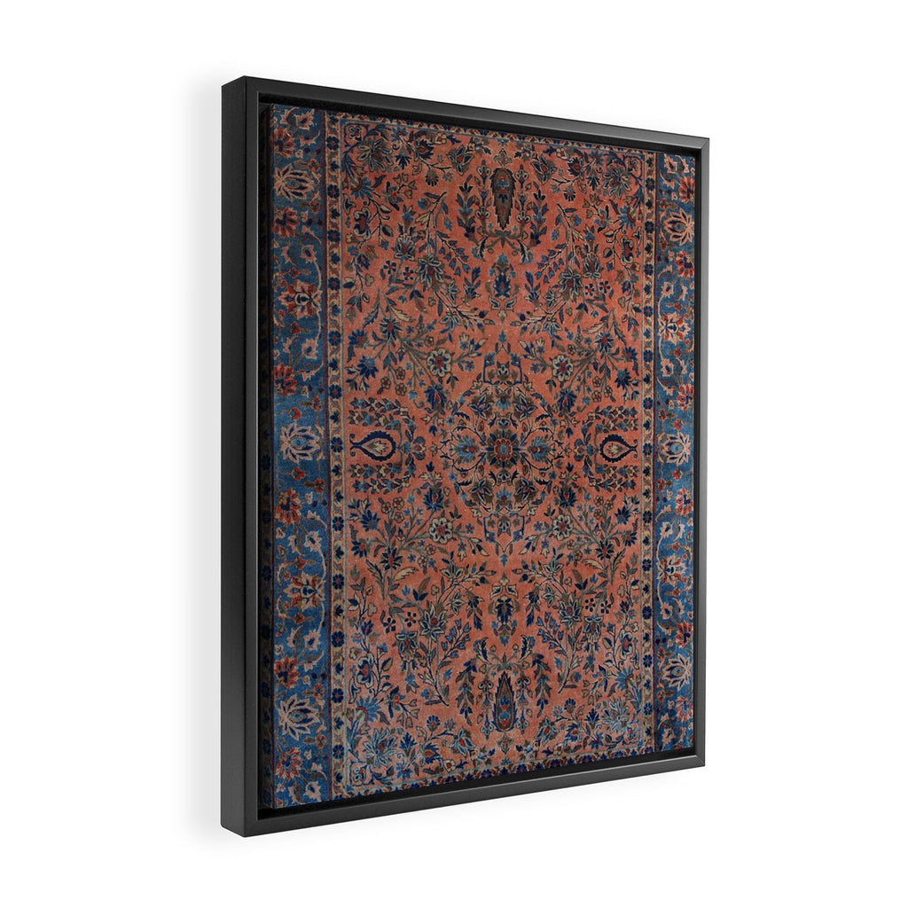 Manchester Kashan Floral Peach Persian Rug Print Framed Canvas Print Gallery Image 2