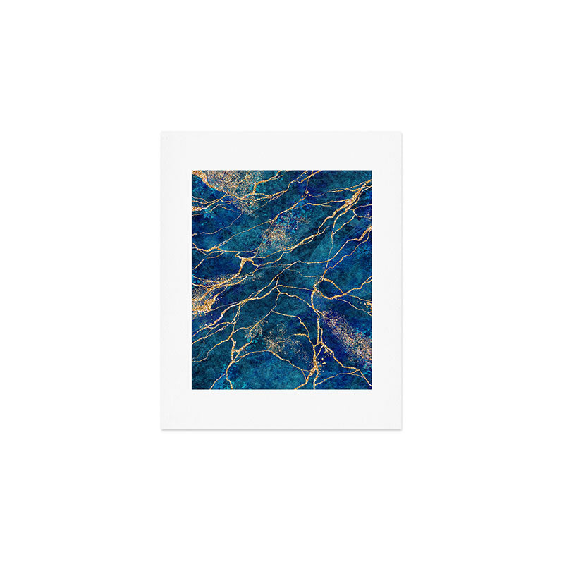 Marble Blue Gold Gem Stone Art Art Print Gallery Image 1