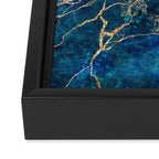 Marble Blue Gold Gem Stone Art Framed Canvas Print Gallery Image 3