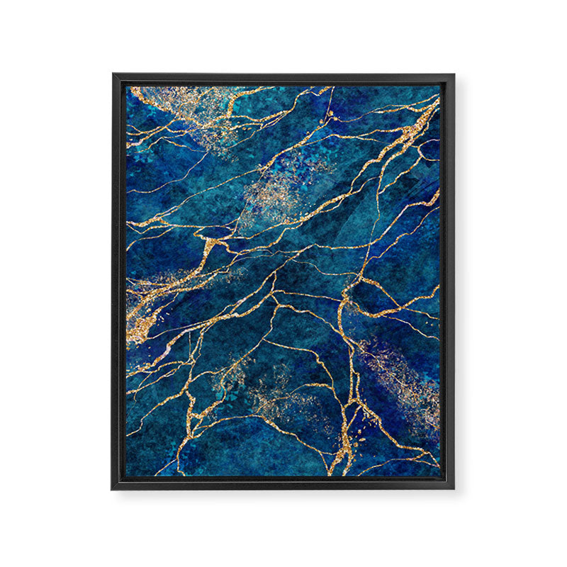 Marble Blue Gold Gem Stone Art Framed Canvas Print Gallery Image 8