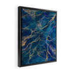 Marble Blue Gold Gem Stone Art Framed Canvas Print Gallery Image 2
