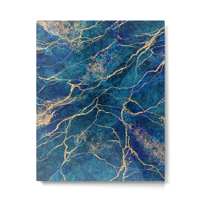 Marble Blue Gold Gem Stone Art Metal Print Gallery Image 1