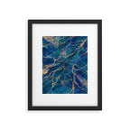 Marble Blue Gold Gem Stone Art Framed Art Print Gallery Image 6