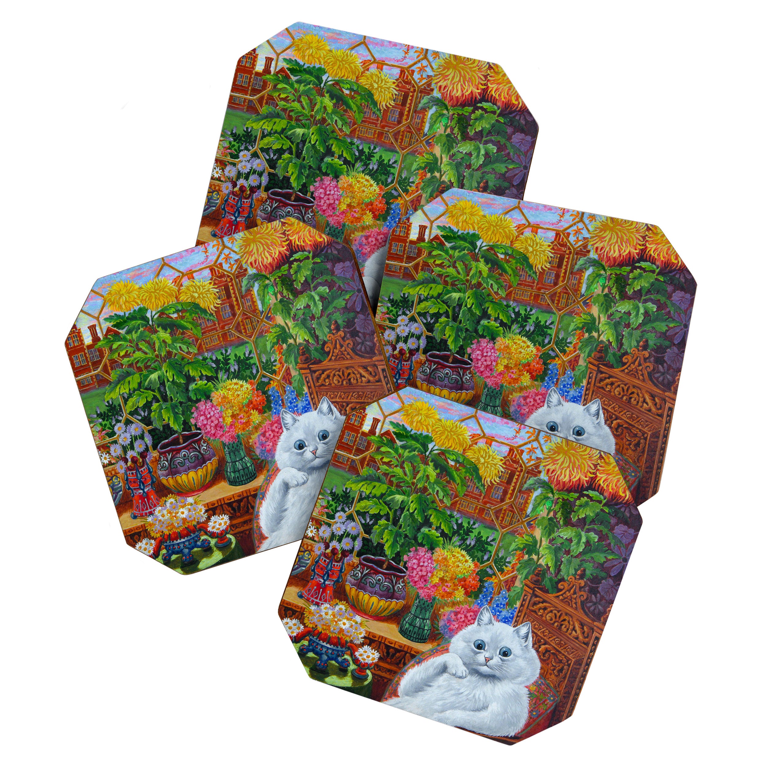 'Master of Cat College' Vintage Cat Art by Louis Wain Coaster Gallery Image 1