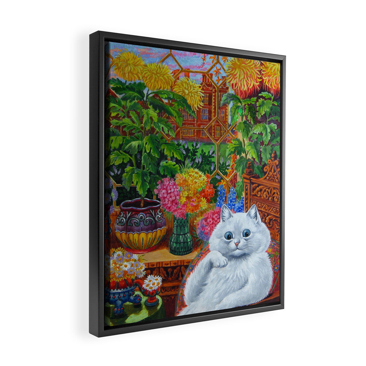 'Master of Cat College' Vintage Cat Art by Louis Wain Framed Canvas Print Gallery Image 2