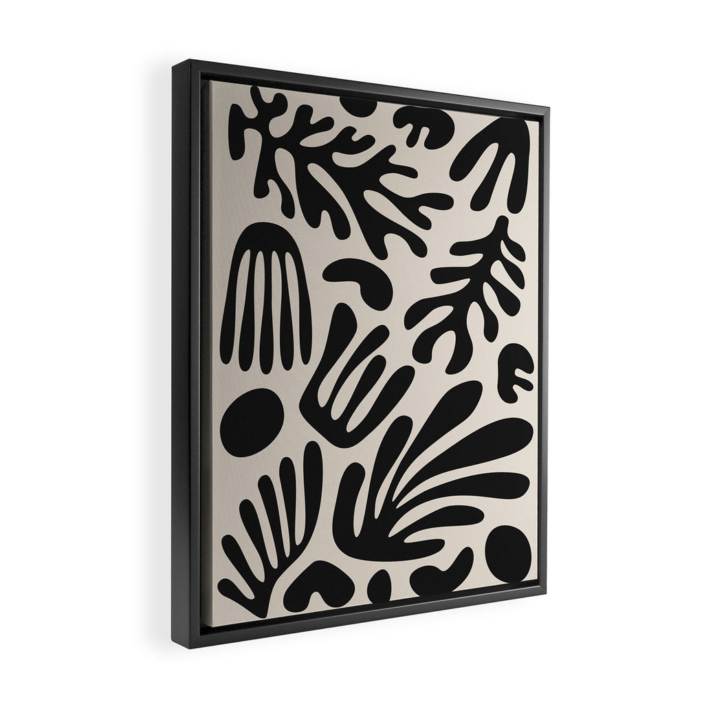 Matisse Cut Outs Ecru Beige Black Mid Century Modern Art Framed Canvas Print Gallery Image 2