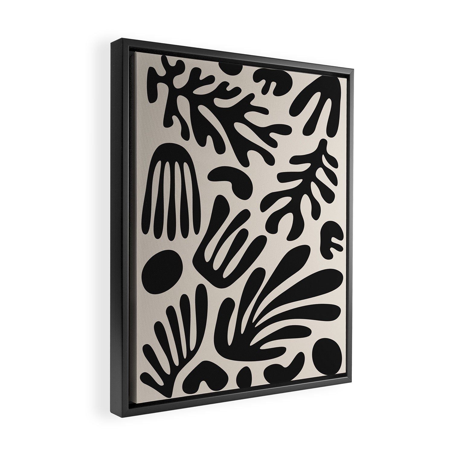 Matisse Cut Outs Ecru Beige Black Mid Century Modern Art Framed Canvas Print Gallery Image 2
