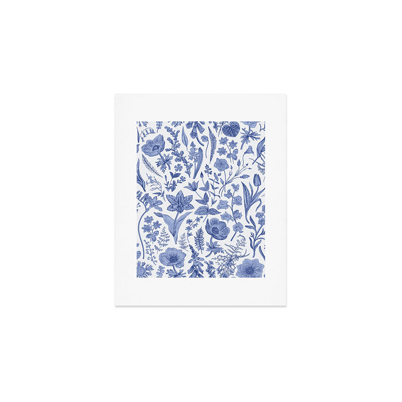 Meadow Magic Blooming Blue & White Wild Flower Floral Art Print Gallery Image 1
